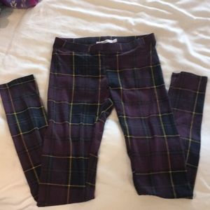 Alternative Apparel purple plaid leggings S